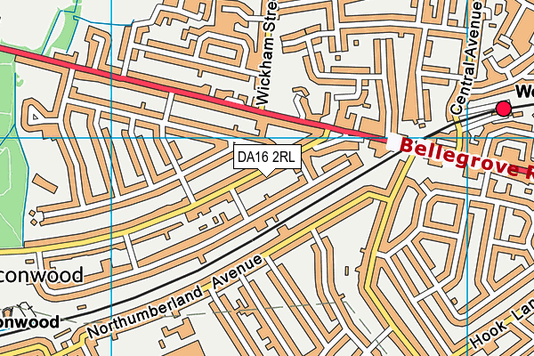 DA16 2RL map - OS VectorMap District (Ordnance Survey)