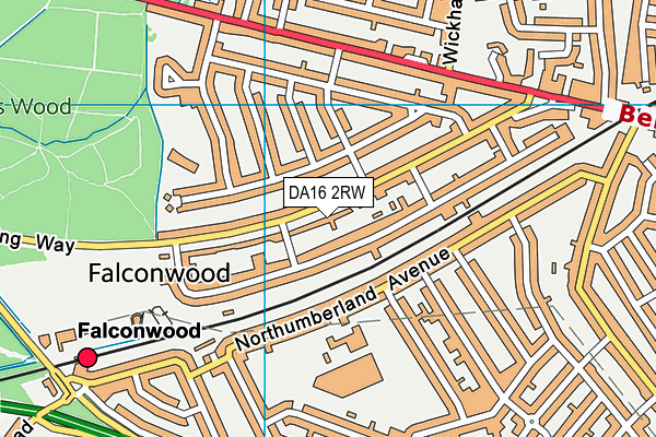 DA16 2RW map - OS VectorMap District (Ordnance Survey)