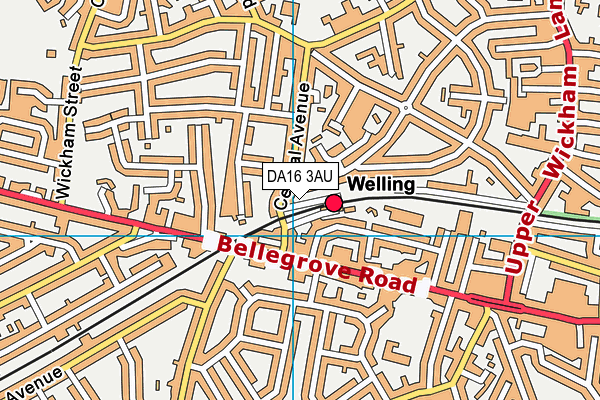 DA16 3AU map - OS VectorMap District (Ordnance Survey)