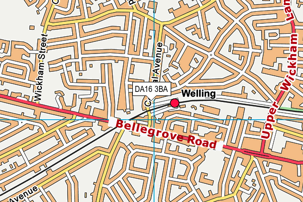 DA16 3BA map - OS VectorMap District (Ordnance Survey)