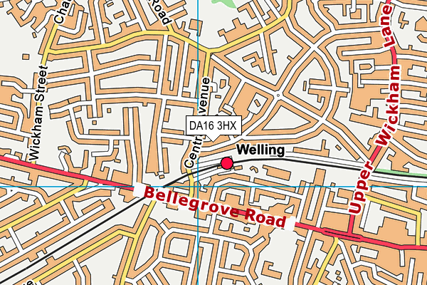DA16 3HX map - OS VectorMap District (Ordnance Survey)