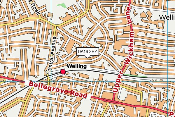 DA16 3HZ map - OS VectorMap District (Ordnance Survey)