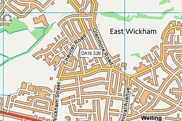 DA16 3JN map - OS VectorMap District (Ordnance Survey)