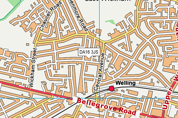 DA16 3JS map - OS VectorMap District (Ordnance Survey)