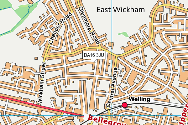DA16 3JU map - OS VectorMap District (Ordnance Survey)