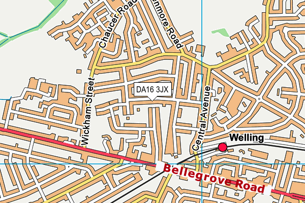 DA16 3JX map - OS VectorMap District (Ordnance Survey)