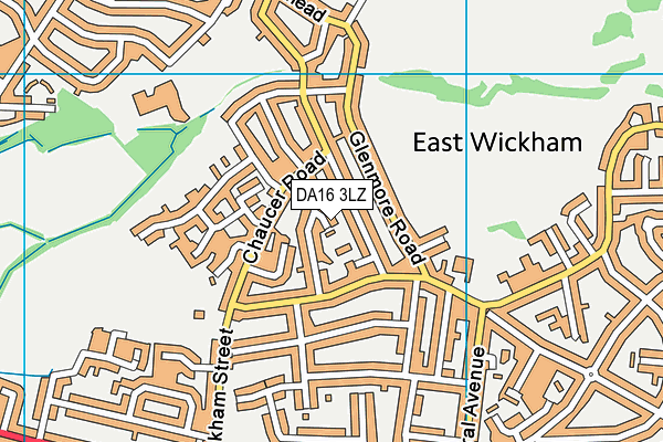 DA16 3LZ map - OS VectorMap District (Ordnance Survey)
