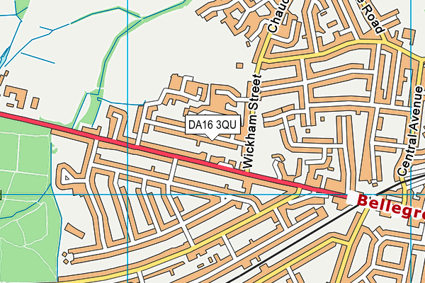 DA16 3QU map - OS VectorMap District (Ordnance Survey)