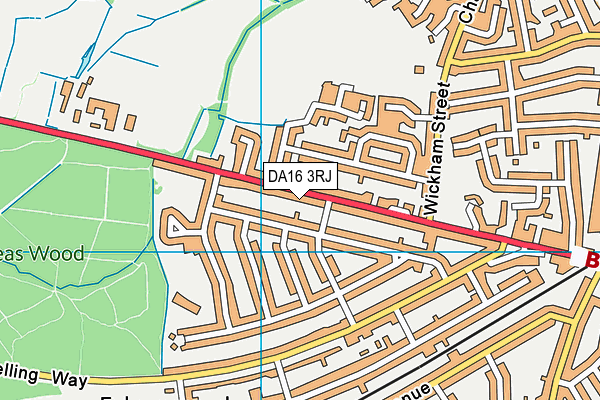 DA16 3RJ map - OS VectorMap District (Ordnance Survey)