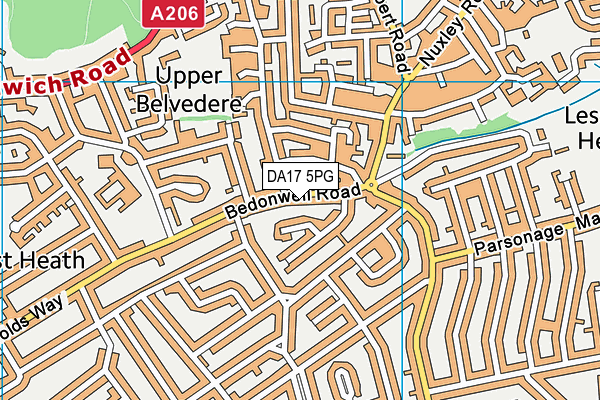 DA17 5PG map - OS VectorMap District (Ordnance Survey)