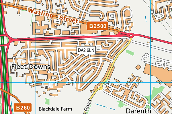DA2 6LN map - OS VectorMap District (Ordnance Survey)