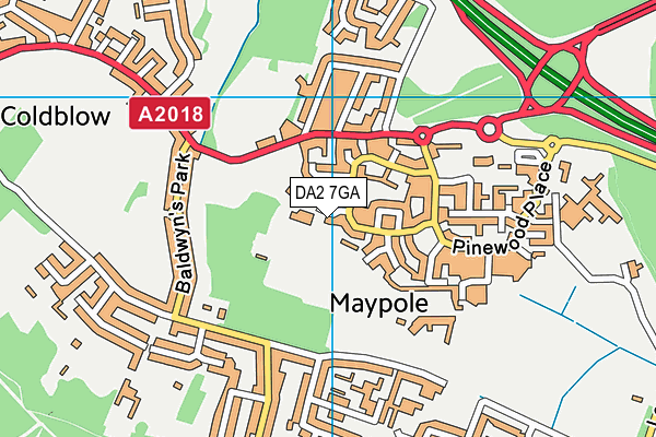 Bexley Park Sports And Social Club map (DA2 7GA) - OS VectorMap District (Ordnance Survey)