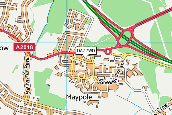 DA2 7WD map - OS VectorMap District (Ordnance Survey)