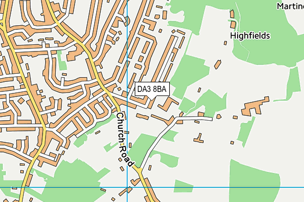 DA3 8BA map - OS VectorMap District (Ordnance Survey)