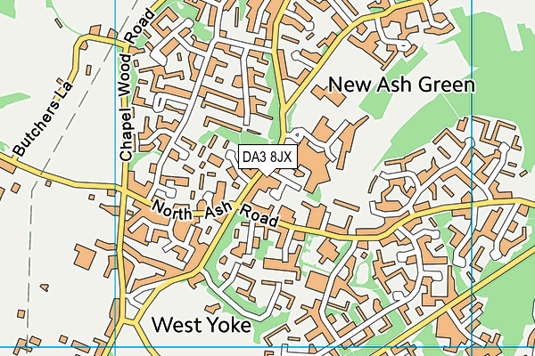 DA3 8JX map - OS VectorMap District (Ordnance Survey)