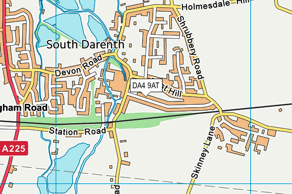 DA4 9AT map - OS VectorMap District (Ordnance Survey)