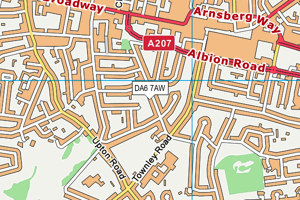 DA6 7AW map - OS VectorMap District (Ordnance Survey)