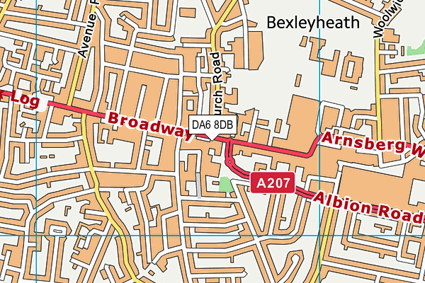 DA6 8DB map - OS VectorMap District (Ordnance Survey)