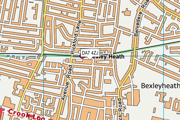 DA7 4ZJ map - OS VectorMap District (Ordnance Survey)