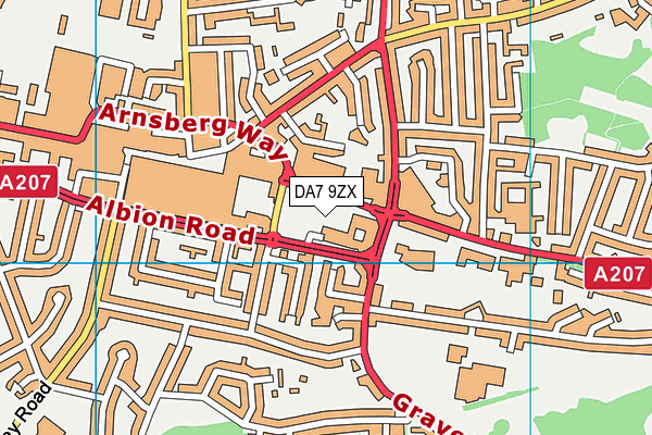 DA7 9ZX map - OS VectorMap District (Ordnance Survey)