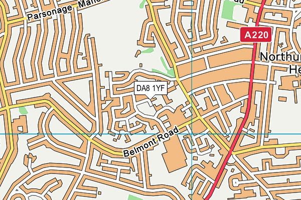 DA8 1YF map - OS VectorMap District (Ordnance Survey)