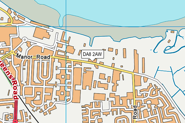 DA8 2AW map - OS VectorMap District (Ordnance Survey)