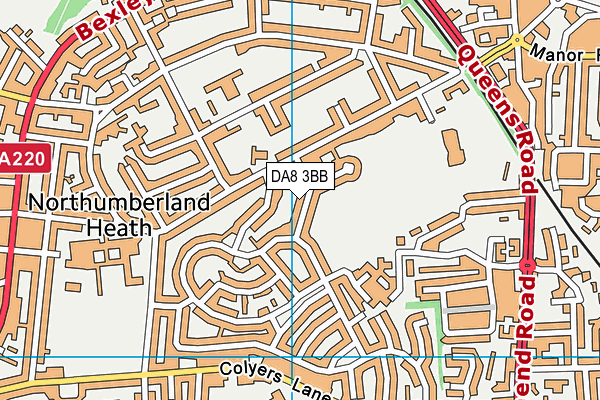 DA8 3BB map - OS VectorMap District (Ordnance Survey)