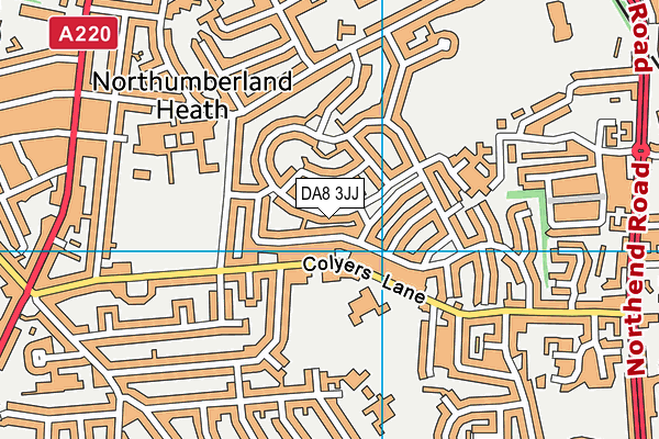 DA8 3JJ map - OS VectorMap District (Ordnance Survey)