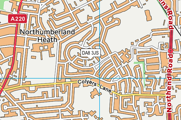DA8 3JS map - OS VectorMap District (Ordnance Survey)