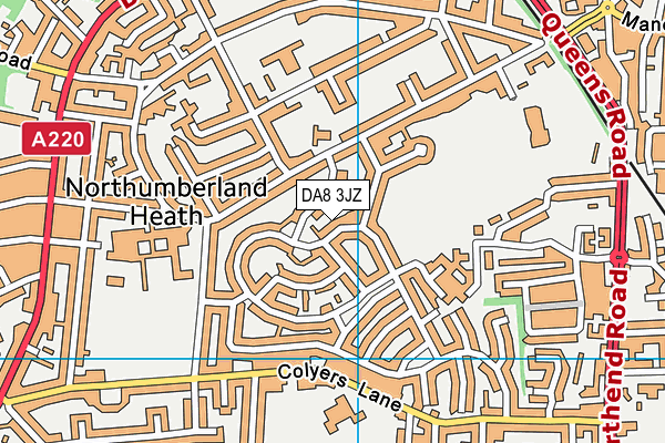DA8 3JZ map - OS VectorMap District (Ordnance Survey)