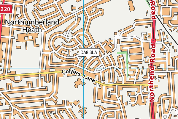 DA8 3LA map - OS VectorMap District (Ordnance Survey)