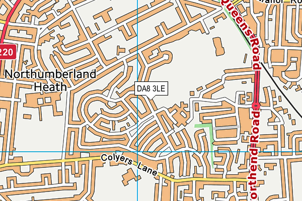 DA8 3LE map - OS VectorMap District (Ordnance Survey)