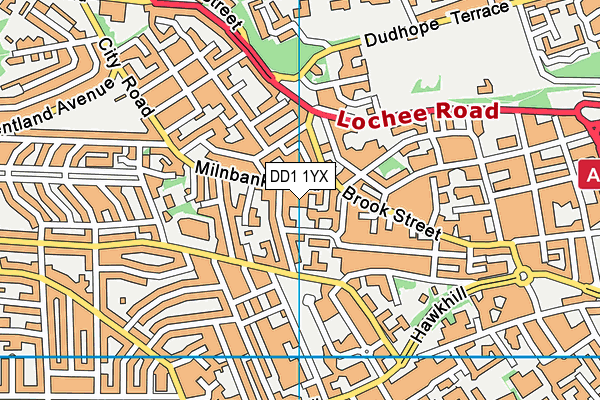 DD1 1YX map - OS VectorMap District (Ordnance Survey)