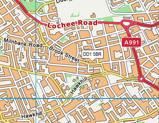 DD1 5BR map - OS VectorMap District (Ordnance Survey)