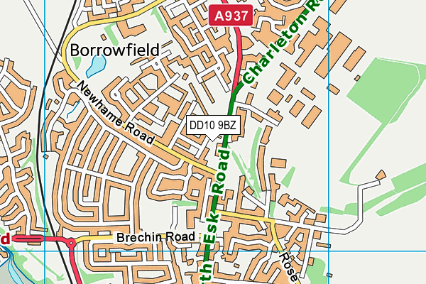 DD10 9BZ map - OS VectorMap District (Ordnance Survey)