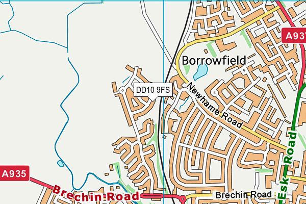 DD10 9FS map - OS VectorMap District (Ordnance Survey)