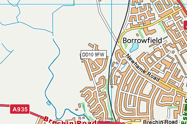 DD10 9FW map - OS VectorMap District (Ordnance Survey)