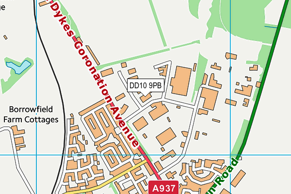 DD10 9PB map - OS VectorMap District (Ordnance Survey)