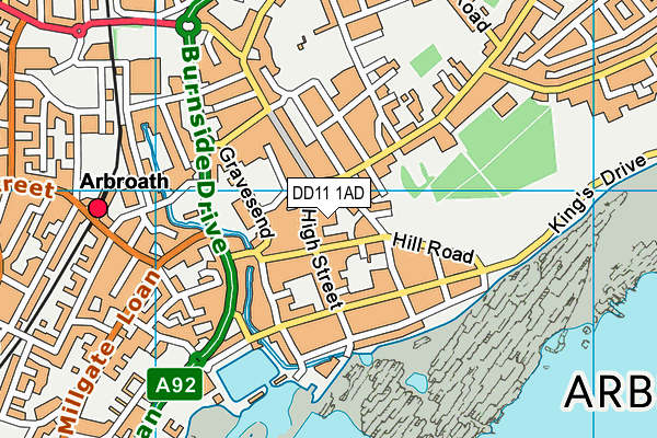 DD11 1AD map - OS VectorMap District (Ordnance Survey)