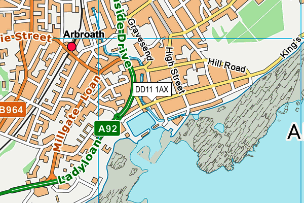 DD11 1AX map - OS VectorMap District (Ordnance Survey)