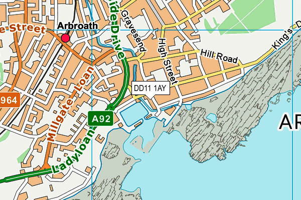 DD11 1AY map - OS VectorMap District (Ordnance Survey)