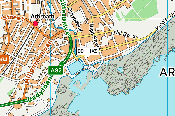 DD11 1AZ map - OS VectorMap District (Ordnance Survey)
