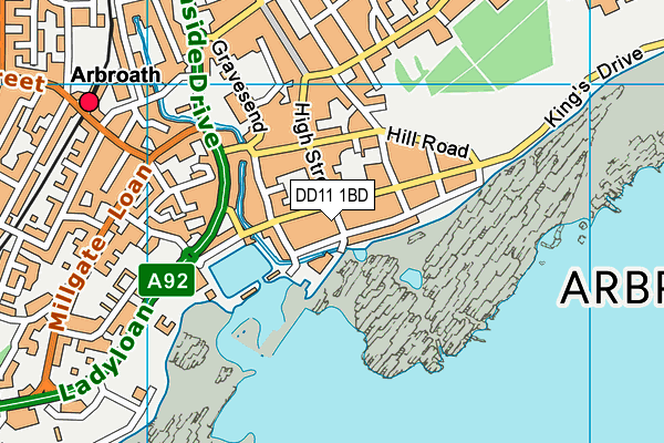 DD11 1BD map - OS VectorMap District (Ordnance Survey)