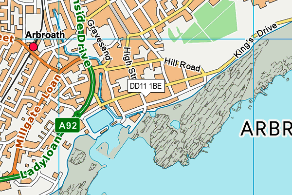 DD11 1BE map - OS VectorMap District (Ordnance Survey)