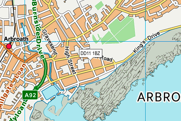 DD11 1BZ map - OS VectorMap District (Ordnance Survey)