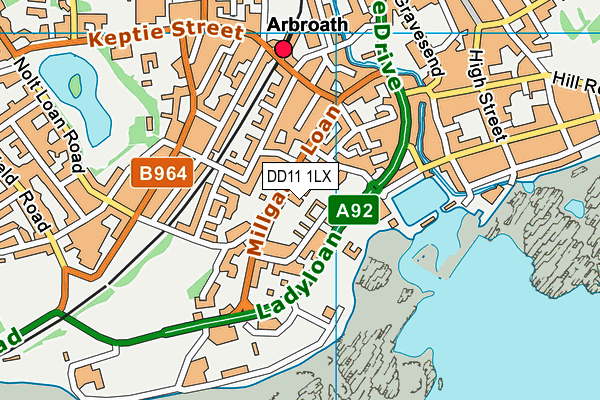 DD11 1LX map - OS VectorMap District (Ordnance Survey)