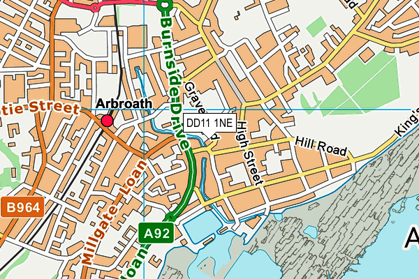 DD11 1NE map - OS VectorMap District (Ordnance Survey)