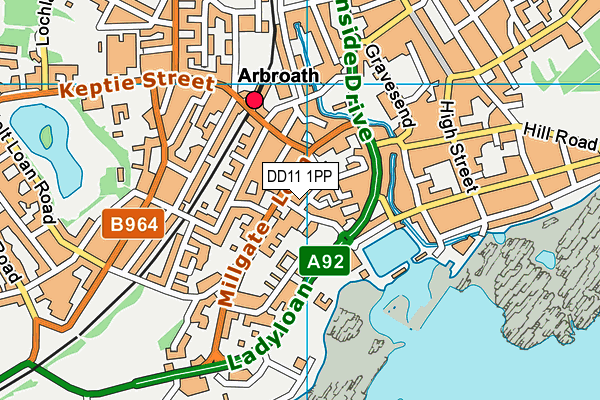 DD11 1PP map - OS VectorMap District (Ordnance Survey)