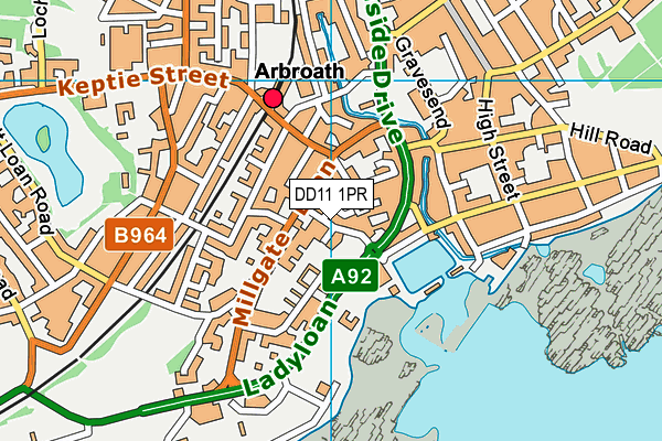 DD11 1PR map - OS VectorMap District (Ordnance Survey)