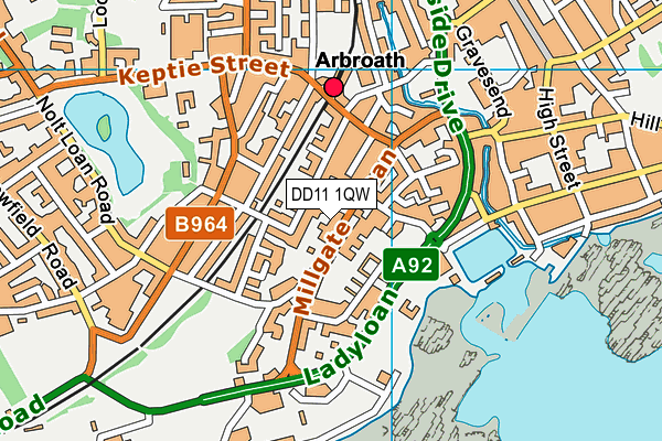 DD11 1QW map - OS VectorMap District (Ordnance Survey)